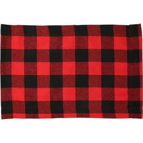 4Pcs Christmas Table Cloths Black Red Plaid Table Cloth Sets Decorate Checkered Tablecloth For Dining Room Christmas Decoration
