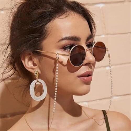 New Fashion Imitation Pearl Embroidery Eyeglass Chain Trendy Women Casual Outdoor Sunglasses Necklace Gift Mask Pendant Rope