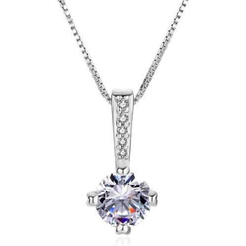 Charming Rose Gold Geometric Pendant Necklace Womens Wedding Party Crystal Zircon Chain Ladies Fashion Jewelry Girl Gifts