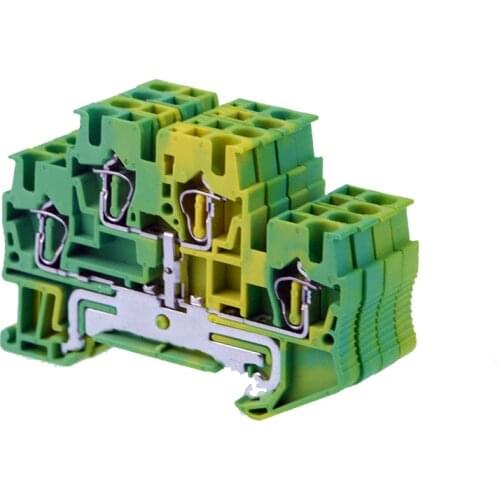 PE Din Rail Terminal Block STTB-2.5PE Connectors Double Layer Return Pull Type Spring Ground Terminal Blocks Screwless 10PCS