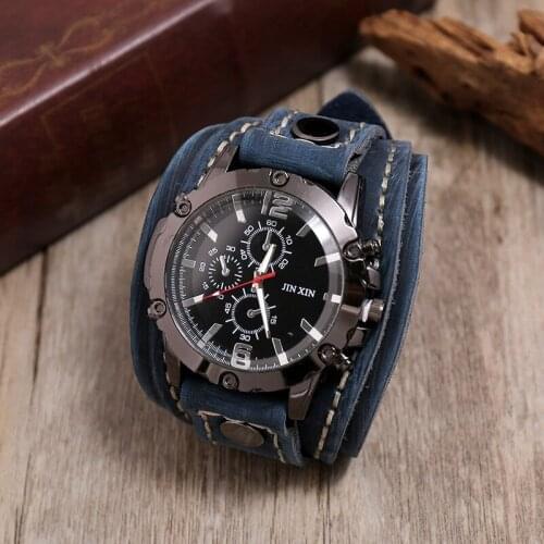 Luxury Wristwatch Quartz Wristwatches Fashion Men Watch Blue Glass Punk Style Mens Watches Relogio Masculino