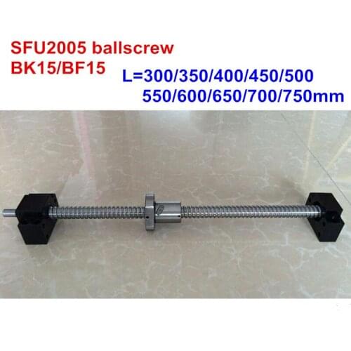SFU2005 300 350 400 450 500 550mm 600 650 700 750mm ballscrew + BK15/BF15 CNC parts