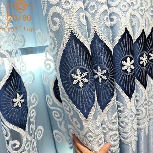 European-style High-end Embroidery Chenille Curtains for Living Room and Bedroom Finished Products Customization