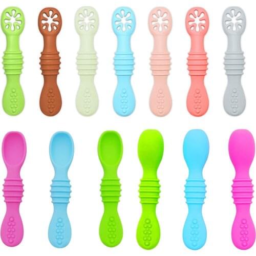 Silicone Newborn Baby Training Rice Spoon Infant Cereal Food Supplement Feeder High Temperature Resist Safe Tableware Tools