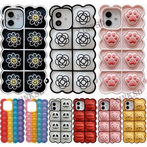 Cartoon Reliver Stress Case For iphone 6 7 8 Plus X XR XS 11 12 Pro Max SE2020 Fashion Rainbow Silicone Fidget Toys Bubble Cover