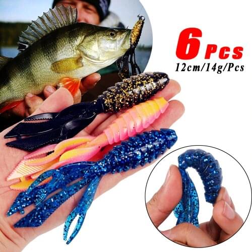 Sougayilang 6Pcs Soft Bait Lures Rubber Wobblers Fake Fishing Bait Lifelike for Saltwater Freshwater Fishing