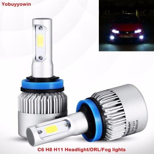 C6 Extremely Bright 72W COB LED Chip 8000 Lumens Headlights Lights Driving DRL Bulbs Conversion Kit H11 H8 6000K White