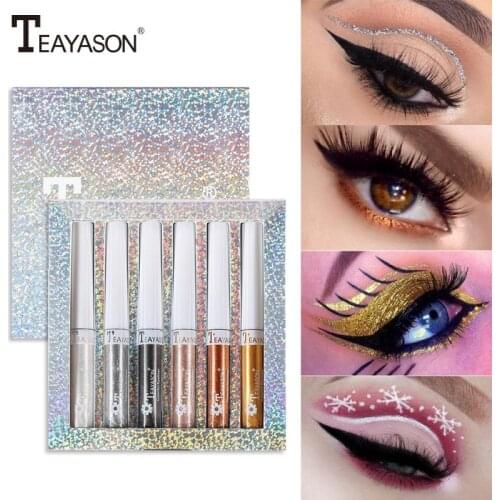6 Colors Glitter Liquid Eyeshadow Waterproof Lasting Shimmer Metallic Single Liquid Eyeshadow Professional Makeup Eyeshadow