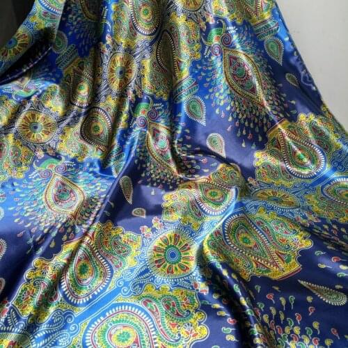 Print fabric satin Soft ethnic Sateen tilda craft scarf Fabric 100cm*150cm silky printed DIY sewing ribbon Fabrics