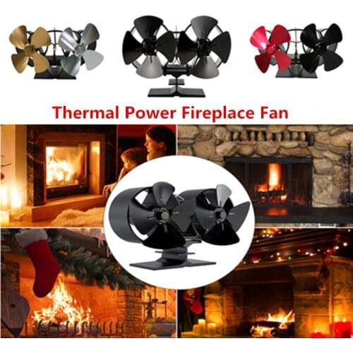 Twins 8 Blades Heat Powered Stove Fan Wood/Log Burner Stove Fan Eco Friendly Thermal Power Fireplace Fan Fireplace Accessories