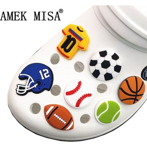 1pc PVC Sports Style Shoe Decoration Basketball/Soccer/Tennis/Baseball/Football Model Shoe Charms Accessories for croc jibz Kids
