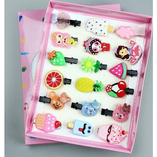 10Pcs/Set Girls Cartoon Hair Clip Cute Animal Fruit Mermaid Princess Hairpin Hair Accessories Boutique Child side clip Headdress