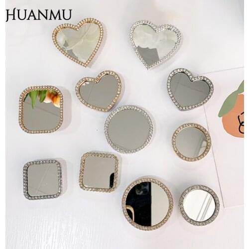 Mirror Phone Holder Diamond-Studded Finger Ring Bracket Desktop Flat Telescopic Holder DIY Portable Makeup Mirror Ring Buckle