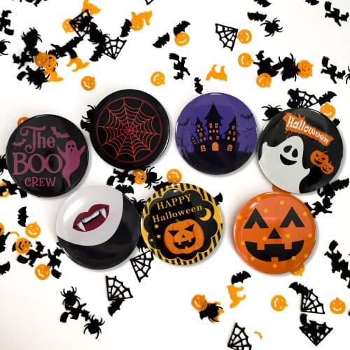 Halloween Badge Decoration Spider Witch Pumpkin Toy Halloween Party Badge Tricky Children Adult Party Decoration