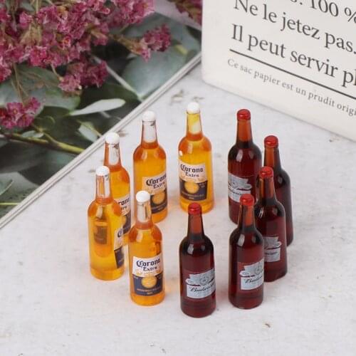 10Pcs Mini 1/12 Dollhouse Miniature Accessories Resin Bottle Simulation Wine Bottle Drink Model Toys