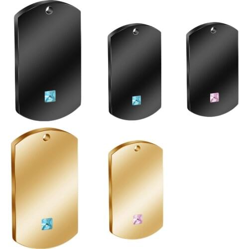 100% Stainless Steel Dogtag Pendant Blank For Engrave Metal Rectangle Military Plate Mirror Polished Wholesale 10pcs