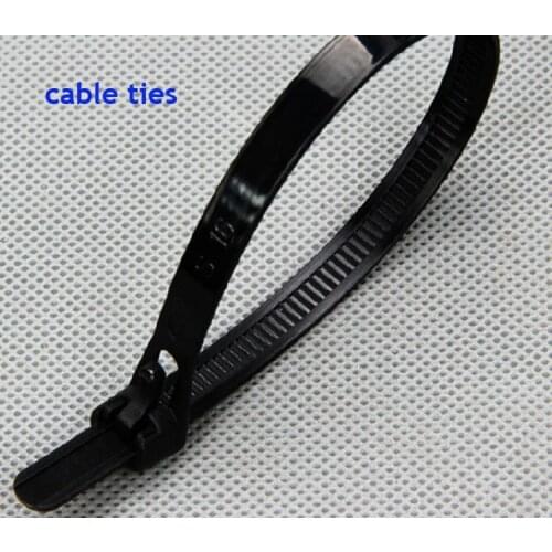 100pcs 8*250 Releasable Black Plastic Nylon Cable Ties Wire Tie plastic strap Zip Ties for Computer Wire Management