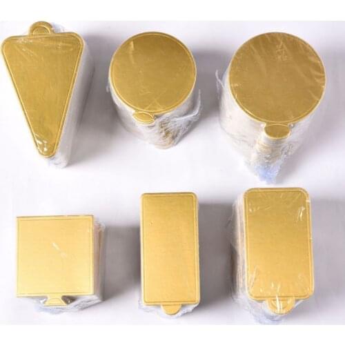 100 Pieces/set Of Gold Mousse Bottom Foam Cake Bottom Plate Cardboard Multi-shape Dessert Tray Christmas Cake Decoration Tool