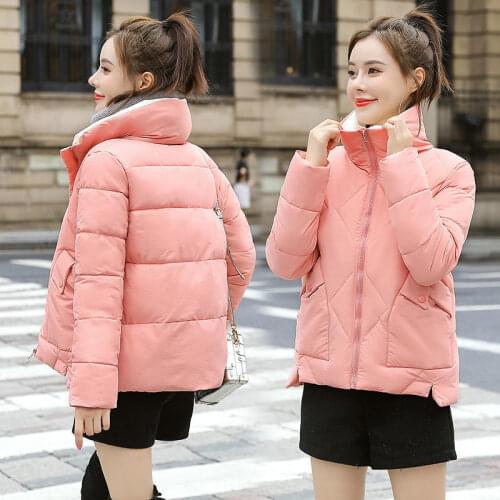 2021 Winter Short Jacket Plus Size Stand Collar Female Parka Warm Thick Outwear Solid Casual Women Jacket Basic Coat Loose Tops