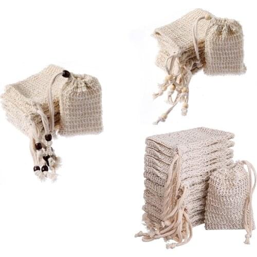 30Pcs Cotton Ramie Soap Bag Natural Plant Fiber Environmental Protection Hand Made Soap Ramie Foaming Net Storage Bag