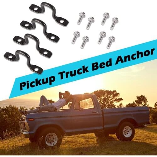 4pcs Pickup Rope Fixing Buckle Modification Pickup Truck Bed Steel Tie Down Anchors Bolt-on Hooks with Bolts Universal