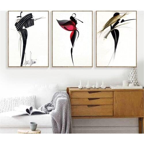 Abstract Posters And Prints Dancing Butterfly Woman Wall Art Canvas Painting Minimalist Print Wall Pictures Living Room Decor