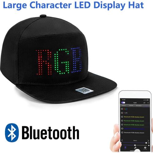 7-color RGB bluetooth Led hat with built-in matrix display board and battery, as a gift for students in fishing cap baseball cap