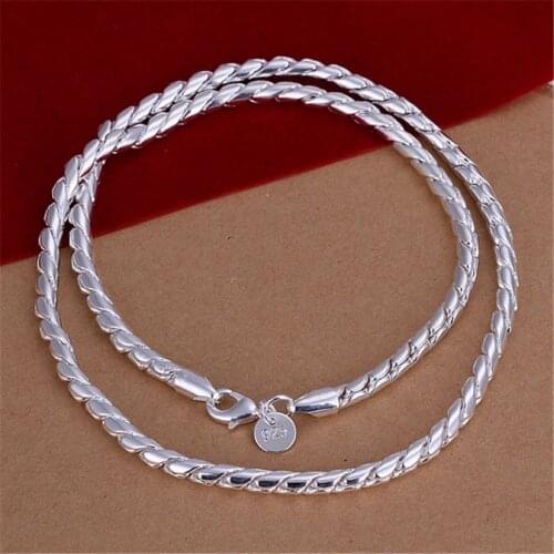 Popular brands 4MM Twisted rope chain 925 Sterling Silver Necklace for woman mens 20 inches Holiday gifts party wedding Jewelry