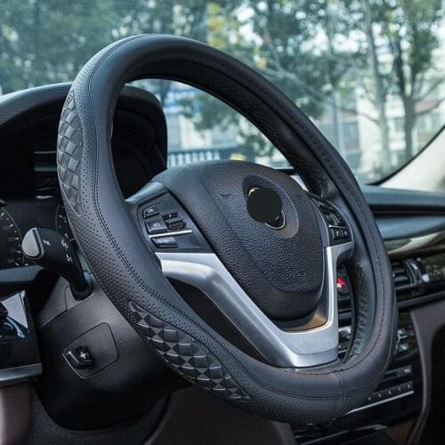 Car Steering Wheel Cover Car accessories diamond pattern massage Leather Universal 38cm 15'' Non-slip Embossed Car-styling