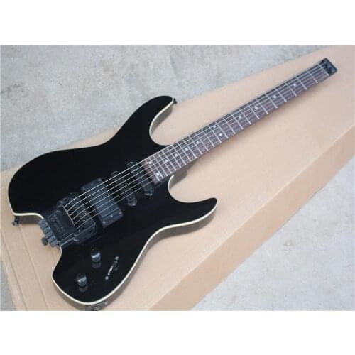 Black Headless Electric Guitar with SSH Pickups,Tremolo,Rosewood Fretboard,Black Hardware,Provide customized services