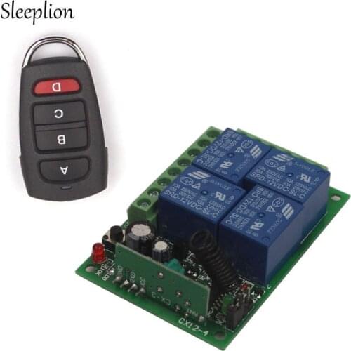 Sleeplion 24V 4CH Channel Relay Wireless Remote Control ON/OFF Switch Transmitter Receiver 315MHz 433MHz