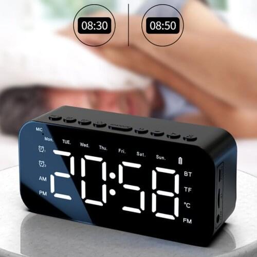 Digital LED Mirror Alarm Clock Digital Snooze Table Clock Wake Up Light Electronic Time Clock Sound Computer Audio Clock Alarm