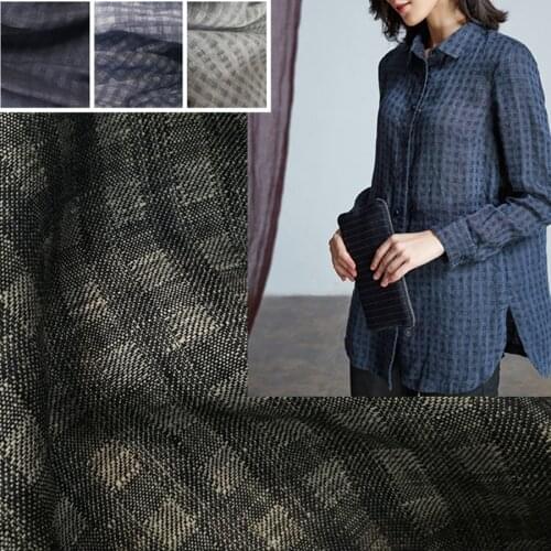 Breathable Yarn-dyed Pure Linen Cotton Garment Fabric for Dresses Womens Clothing by the Meter Sewing Material Anti-wrinkle
