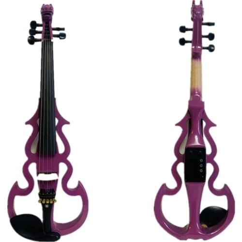 Carved dragon scroll song Brand Purple 5strings 4/4 electric violin,solid wood