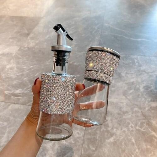 Sparkling Oil Bottle Spice Manual Grinders Glass Leak-proof Grinding Containers Stainless Steel Soy Sauce Cruet Storage Jars