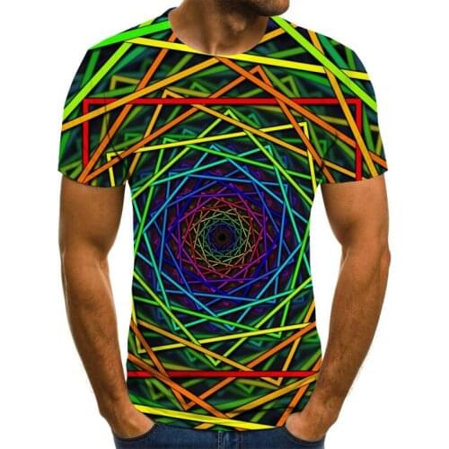 2021 Summer New 3D Color Vertigo Men Cool T-shirt Summer Popular Streetwear Fashion O-neck Short Sleeve Breathable Wholesale