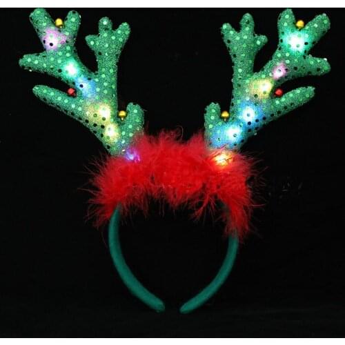 Christmas Headbands Antlers Headpiece LED Hairband Hair Hoop Cosplay Costume for Kids Halloween Carnival Masquerade Party