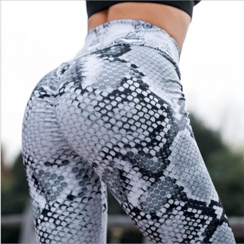 Ogilvy Mather Women Snake Skin Printed Fitness Leggings No Transparent Sexy Push Up Leggings High Waist Workout Leggings Pants