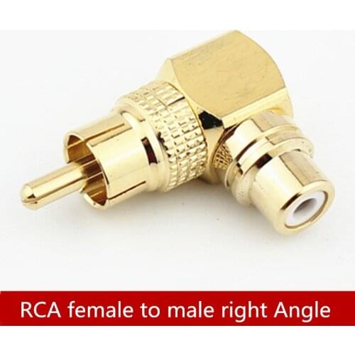 Pure copper L-shaped lotus RCA right Angle elbow 90 degrees male to female conversion plug with rotary female seat audio adapter