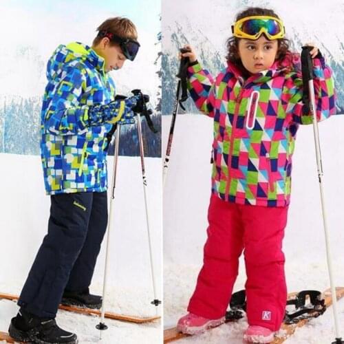 -30 Degree Ski Suit,Kids Windproof Waterproof Coat,Kids Boy Girl Outerwear,Children Hoodies,Winter Warm Clothing Set,For 4-14T