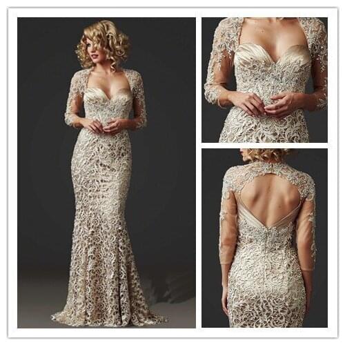 MANSA 2016 Elegant Sweetheart Mother Of The Bride Lace Dresses Gorgeous Long Sleeve Mother Bride Dress Vestido Madrinha