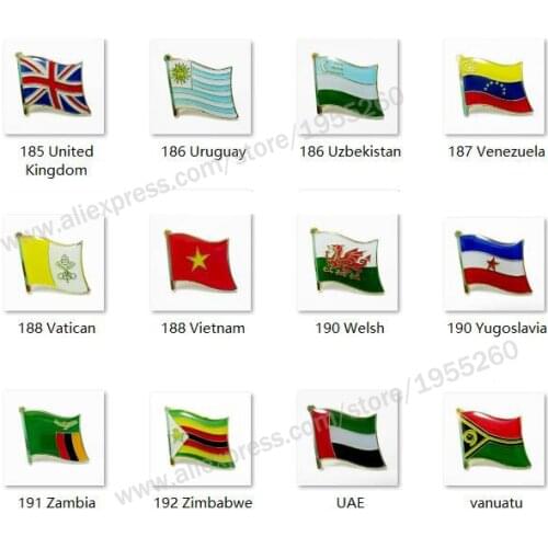 National Flag Metal Lapel Pin Flag Pin Badge All Over the World United Kingdom Uruguay Vietnam Welsh Yugoslavia UAE Tanzania