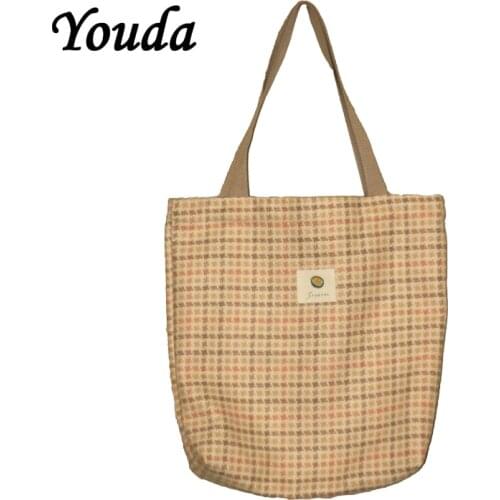 Fashion Women Woolen Bags Scottish Pattern Vintage Plaid Female Large Capacity Big Tote Handbag Ladies Casual Shoulder Bag