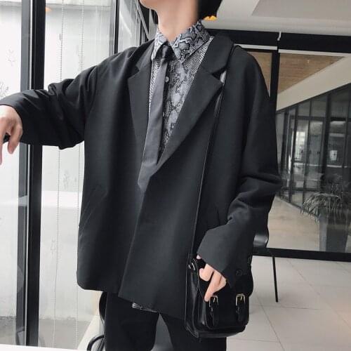 Long Sleeve Big Size Blazers for Male Mens Wear Tide Casual Suit Coat for Male 2021 Autumn New Loose Simple