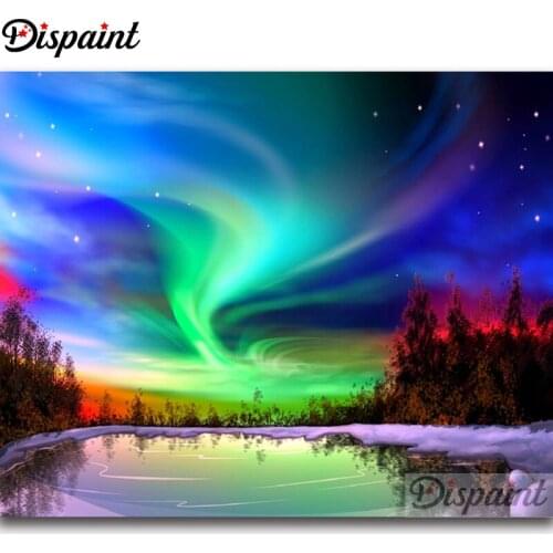 Dispaint Art 5D Diy Diamond Painting "Color night sky scape" Diamond Pictures Cross Stitch 3D Rhinestone Embroidery Decor A27580