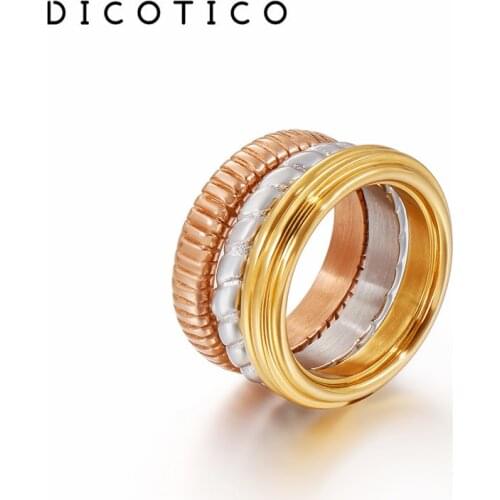 Fashion Rings For Women Tri-Color Stainless Steel Anillos Mujer Three Layer Round Women Rings Jewelry Accessories Free Shipping