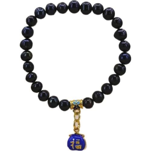 Natural Freshwater Pearls Beads Bracelet Black 7-8mm Strand Bracelets & Bangles For Women Party Weddings Jewelry 7.5inch B3118