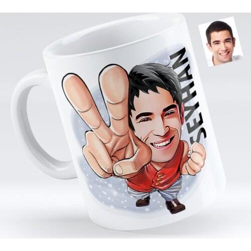 Personalized Mr Caricature Of White Mug Bardak-33