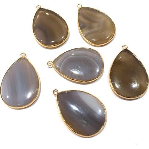Natural stone Striped Agates pendant water drop shape Pendants for Jewelry Making DIY Necklace Accessories Size 28x40mm