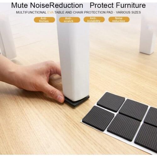 Black Self Adhesive Furniture Leg Rug Anti Scratch Floor Protectors Chair Table Foot Covers Anti Slip Furniture Chair Leg Caps